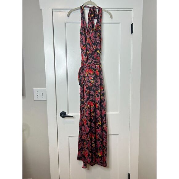 Anthropologie Modcloth We'll Meet Again Floral Retro Halter Maxi Dress Size 8 - Picture 5 of 12